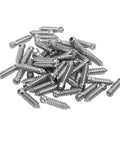 Rock Solid M6x6mm Snow Tire Studs Featuring Tungsten Steel Anti Skid Spikes and Heavy Duty Screws in a pile.