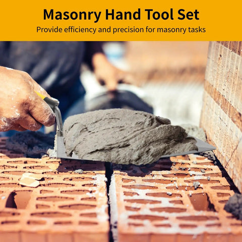 Worker using Masonry Hand Tool Set With Concrete Trowel Kit Including Brick Trowel Pointing Trowel And Edging Trowel soft grip handle