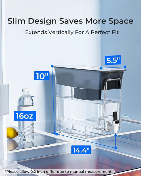Slim Water Filter Dispenser For Home Use 35 Cup Pitcher With 200 Gallon Long Life Filter Reduces Chlorine PFOA PFOS And More BPA Free