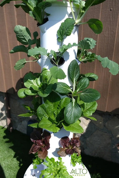 Self Watering Hydroponic Tower For Home Gardens, Vertical Planter System Kit With 24 Net Pots, Food Grade Construction, 360 Degree All Around Walls
