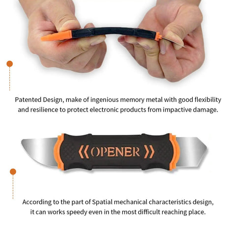 Hands shown using 3 In 1 iPhone Repair Tool with suction cup and LCD screen opener for phones and tablets, focus on rubber grip design.