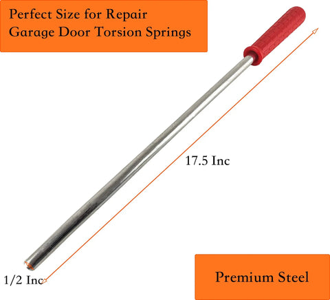 2 Pack Winding Bars For Torsion Spring Garage Doors With Premium Steel Rods And Upgraded Rubber Handle Corrosion Proof