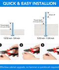 Diagram showing installation process for 10 Pack Five Inch Champagne Bronze Cabinet Pulls Solid Zinc Alloy For Kitchen Cabinets Dressers Closets And Bathroom Hardware Modern Boss Ready Cabinet Handles For Drawers.