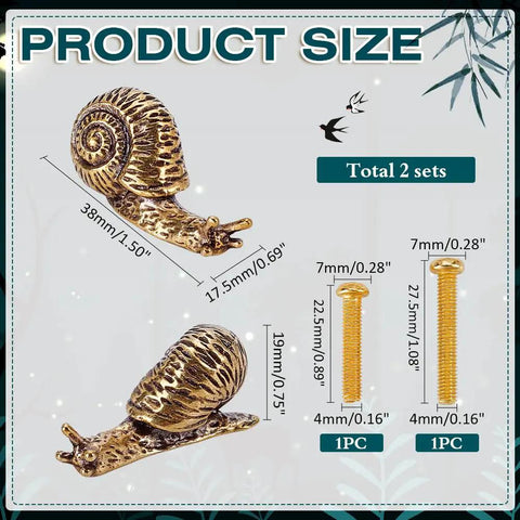 Brass Snail Cabinet Knobs Set Gold Animal Drawer Knobs With Screws Vintage Retro Vibe Single Hole Dresser Pull Handles