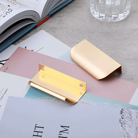 Gold Edge Finger Pulls 5 Pack For Kitchen Drawers And Cabinets Slick Aluminum Hardware Featuring Ergonomic Grip on colorful papers.