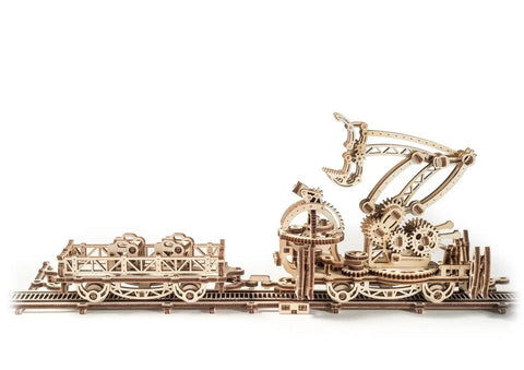 Rail Mounted Mechanical Claw Wooden Model Kit 3D Puzzle Assembly For Teens And Adults A Brain Teaser With Moving Levers On A Full Scale Rail Platform Detailed Construction Guide And Hands On Educational Fun, laser-cut plywood