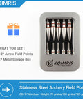 Heavy Duty Stainless Steel Archery Field Points Set 75 100 And 125 Grain Five Sixteenths Inch Screw In Arrow Tips
