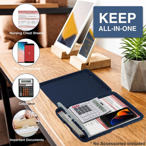 Open Clipboard With Storage And Pen Holder 8 Point 5 By 11 Inch Clip Board Plastic Organizer Case On Desk