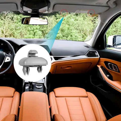 Car interior with highlighted spot for 2 Pack Clip On Sun Visor Hook Bracket For Audi Interior Car Specific Plastic Clip Durable Gray Holder