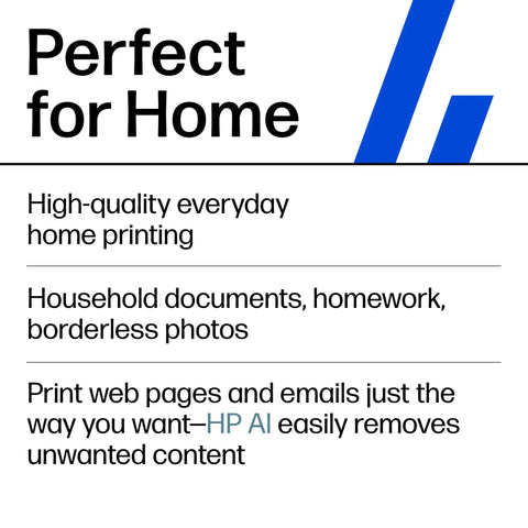 Text image listing features of Envy 6555e Wireless All-In-One Color Inkjet Printer With Duplex Printing, emphasizing home use.