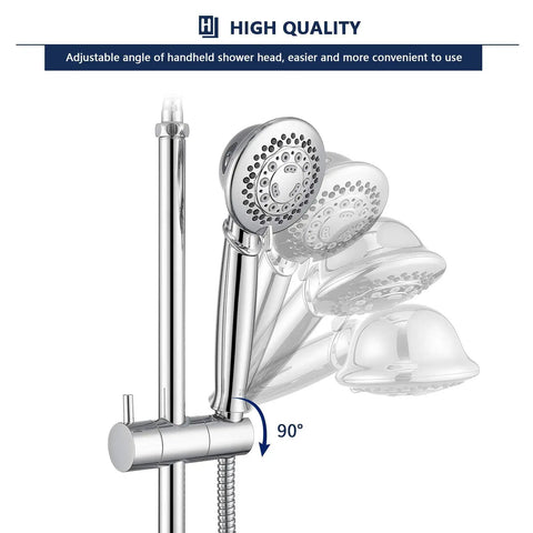 Dual Shower Head System With Valve Chrome 2 In 1 Liftable Handheld Shower 60 Inch Stainless Steel Hose 4 By 4 Inch Shower Area