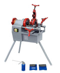 Pro Workhorse Heavy Duty Electric Pipe Threader With Self Oiling System and Double Speed Alloy Cutters on gray frame for 1/2 to 3 inch pipe.