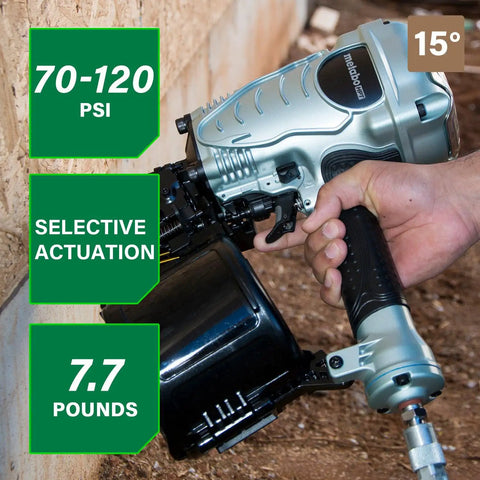 Coil Framing Nailer For One And Three Quarters To Three And One Half Inches Pro Preferred Pneumatic Framing Tool in use