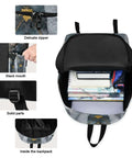 Bear Themed Sunglasses Backpack With Insulated Cooler Lunch Box open, showing interior with delicate zipper and solid parts, 15.6 inch daypack.