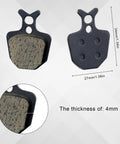 Four Pairs Bike Brake Pads Kit With Pins And Springs For Mountain Bikes, front view with dimensions and thickness details.