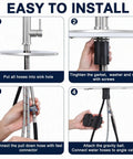 Assembly instructions for Heavy Duty Kitchen Faucet With Slick Pull Down Sprayer, showing steps for simple installation.