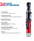 Heavy Duty Cordless Three Tool Combo Kit Featuring Power Drill Driver Snappy Impact Driver And Socket Ratchet With Two Swap Out Batteries For Weekend Warriors 3/8 inch ratchet wrench with low profile design and soft grip.