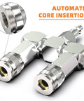 2 Way Air Manifold And Hose Splitter With 3 Ports Heavy Duty Steel Construction Built Tough Corrosion Resistant Close-up