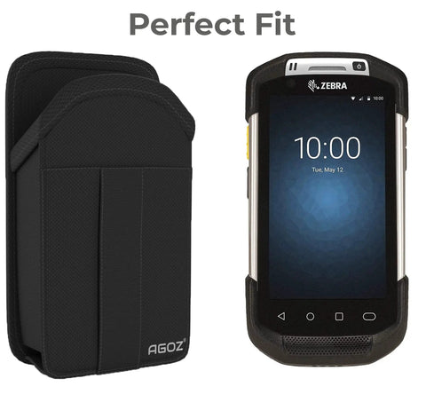Rugged Scanner Holster For TC77 TC70x TC75x TC70 TC75 TC72 M60 MC67 Handheld Barcode Readers Built To Last Beefy Canvas Case With Metal Clip And Belt Loops Dual Carry Option Vertical Or Horizontal next to Zebra scanner