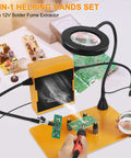 Helping Hands Soldering Third Hand With 3X And 6X LED Magnifying Lamp Hot Air Gun Holder 12V Solder Fume Extractor in use