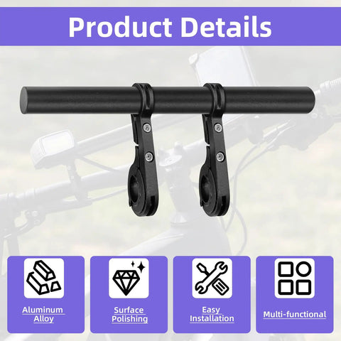 Two Piece Bike Handlebar Extender Kit with 10cm or 30cm length single and double clamp mounts on motorcycle handlebar