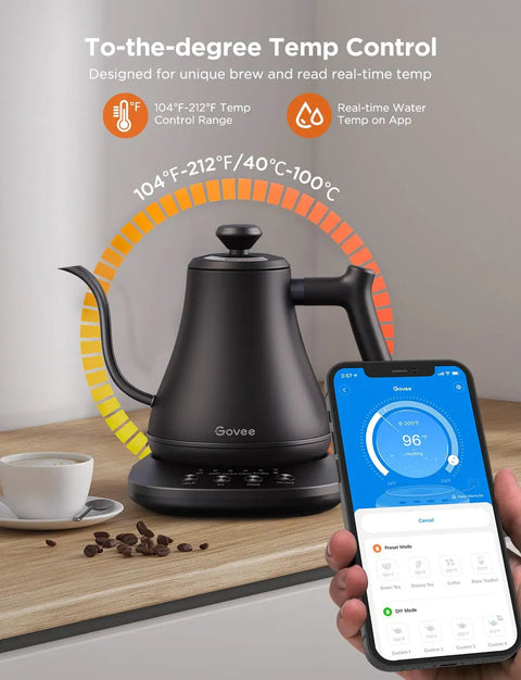 Smart Electric Kettle With WiFi And Alexa Control For Home Baristas Gooseneck Pour Over Kettle With Variable Temperature 1200W
