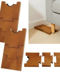 Adjustable Wood Couch Wall Spacers 2 Pack Shield Your Drywall From Rough Bumps Solid Brown furniture gap blocks shown in use.