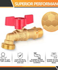 50 Pack Sillcock Hose Bibb Valve Built to Last Tough as Nails 1/2 Inch MIP Inlet To 3/4 Inch MHT Outlet 1/4 Turn Brass Boiler Drain Valve Heavy Duty Corrosion Resistant For Heating Systems Garden Car Wash brass hose bibb with red handle