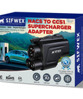Heavy Duty Nacs To Ccs1 Ev Charging Adapter For Tesla Supercharger Network 250Kw Fast Charge Up To 500Amp portable design on packaging.