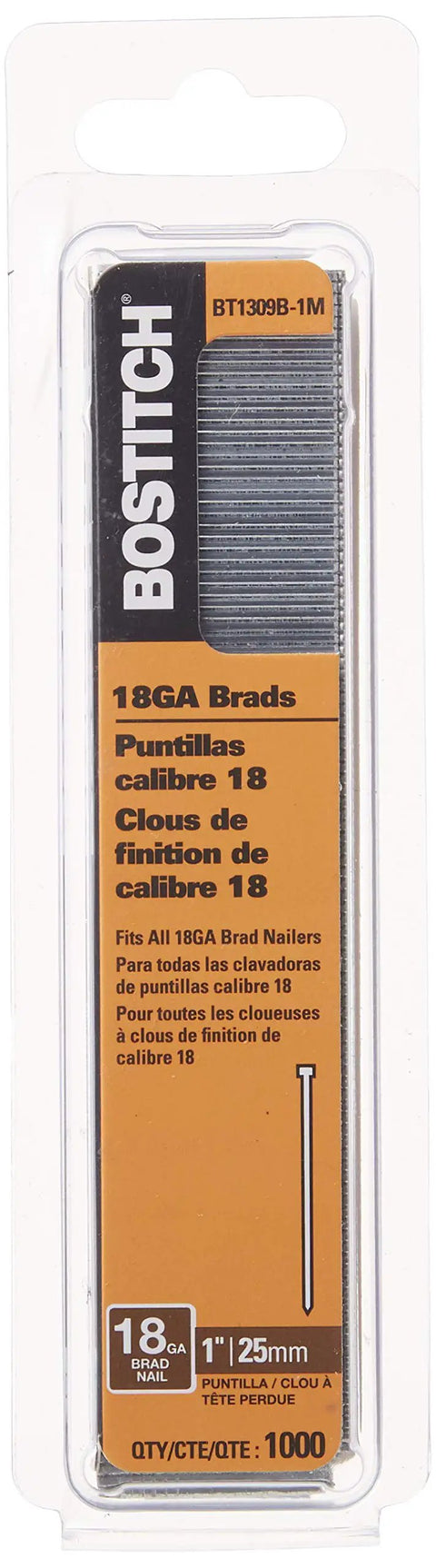 18 Gauge Brad Nails 1 Inch Coated Finish Pack Of 1000 Per Box For Use In BT200K2 Industrial Brad Nailer, Boss Level Hold