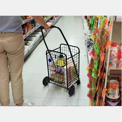 Lightweight Folding Shopping Cart With Swivel Wheels Aluminum Utility Trolley For Groceries No Sweat Moving Roll Smooth On Pavement Quick Fold Up Pack Away Backseat Ready