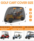Four Passenger Golf Cart Cover Heavy Duty 420D Waterproof All Weather Protection With Zipper Doors Fits EZGO Yamaha Club Car
