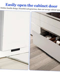 Modern Kitchen Cabinet Foot Pull Handle With Hidden Door Handle For Trash Drawer Carbon Steel Sturdy Cabinet Opener Built To Last Sleek Low Profile Pull Hardware No Frills, showing side view installed on kitchen cabinet.
