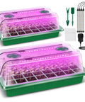 2 Pack 80 Cell Seed Starter Kit With Humidity Dome And Grow Light Adjustable Brightness And Smart Timer 3 Light Modes 5 Brightness Levels