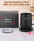 Self Heating Coffee Mug With Temperature Control Smart Cup 12 Oz Travel Warmer with spill-resistant lid and charging base.