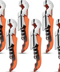 Six Piece Orange Wine Opener Set With Professional Waiter Corkscrews Stainless Bottle Opener Fold Out Serrated Foil Cutter