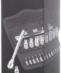 Compact 28 Piece Zyklop Metric Ratchet Set With One Quarter Inch Drive Switch Lever Ultra Slim Metal Ratchets 5 Degree Return Color Coded Size Markers box