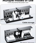 No Drill Under Desk Cable Tray, Clamp On Metal Wire Organizer For Office And Home, 13.8 By 5.3 By 4.7 Inches, Punch Free shown under desk