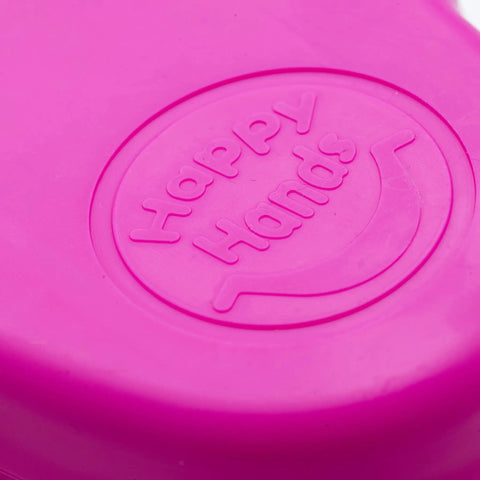 Pink plastic stopper with 'Happy Hands' logo, Anti Slam Door Finger Trap Stoppers For Kids 2 Pack Pink Easy Adhesive Install Durable