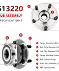 Diagram of Pair Front Wheel Bearing And Hub Assembly Replacement For Subaru Outback 2005 To 2014 And Subaru Legacy 2005 To 2014 Plug And Play Hub Bearing Kit With OEM Quality Materials, showing dimensions and specifications.