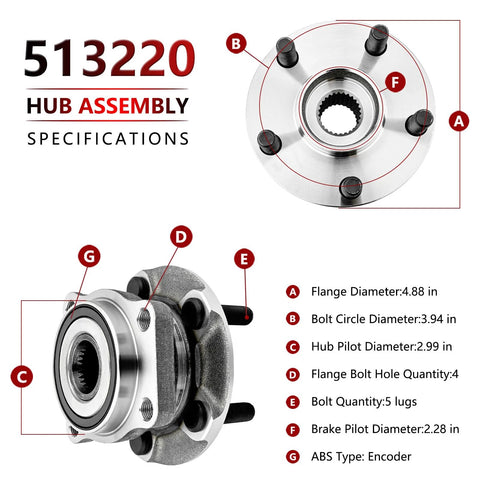 Diagram of Pair Front Wheel Bearing And Hub Assembly Replacement For Subaru Outback 2005 To 2014 And Subaru Legacy 2005 To 2014 Plug And Play Hub Bearing Kit With OEM Quality Materials, showing dimensions and specifications.