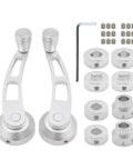 Universal Billet Aluminum Window Crank Handle Winder Replacement For Car And Wagon Doors Silver Finish with Shaft Adapters and Screws