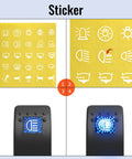 Sticker sheet and illuminated rocker switch on Beefy 8 Gang 12V Marine Boat Switch Panel Waterproof With Blue LED Lights Rocker Toggle Panel