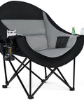 Oversized Camping Chair For Adults With Cup Holder And Side Pocket, Heavy Duty Padded Portable Folding XL Camp Chair, Grey