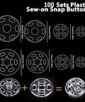 Clear Snap Buttons Set 100 Packs Four Sizes 7mm 10mm 15mm 18mm Invisible Sew On Round Plastic Snaps For Sewing Shirts