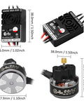 Beefed Up 2205 2200KV Brushless Outrunner Motor With Mount And 30A ESC For TRX4M 1/18 RC Crawler Upgrade dimensions shown