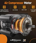 Side cutaway view of maXpeedingrods 5HP SPL air compressor motor, 56 frame, 230V, CCW rotation