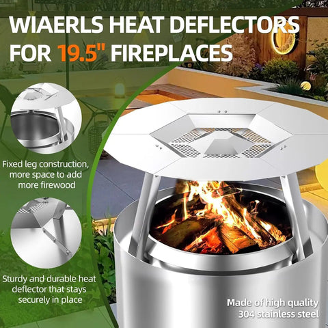 Heat Deflector Accessory For 19.5-Inch Bonfire With 3 Detachable Legs, Premium 304 Stainless Steel Shield in use on fire pit.