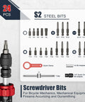 Pro Grade Torque Screwdriver Set 24 Piece Inch Pound Kit With Quarter Inch Drive 10 To 70 Inch Pound Range S2 Bits And T Bar Handle