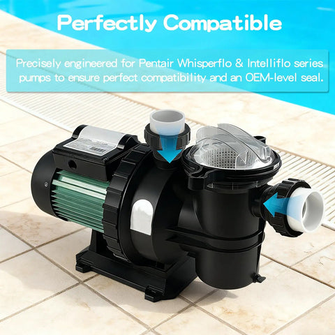 Beefy High Temperature PVC Unions 2 Inch MIP To 2 Inch Slip Fittings installed on pump by pool